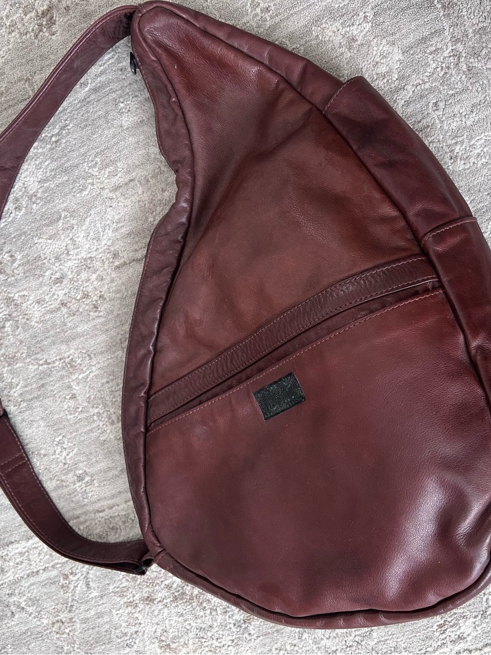 Vtg AmeriBag Healthy Back Bag Burgundy Leather Large 20” Sling Crossbody Bag
